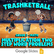 Multiplication Two Step Word Problems TRASHKETBALL Math Game - No Prep Grade 3