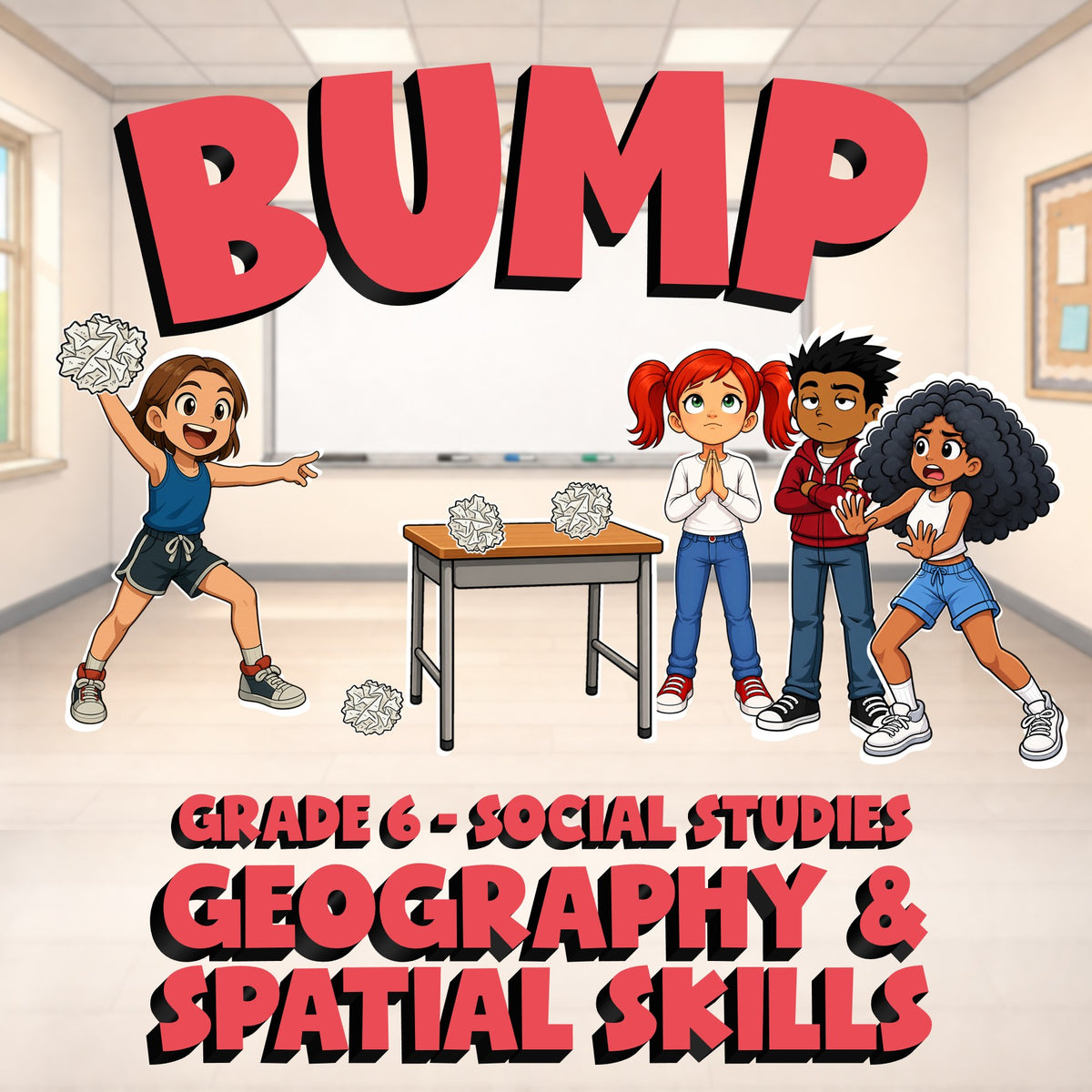 Geography & Spatial Skills BUMP Socials Game - No Prep Grade 6 Review Activity