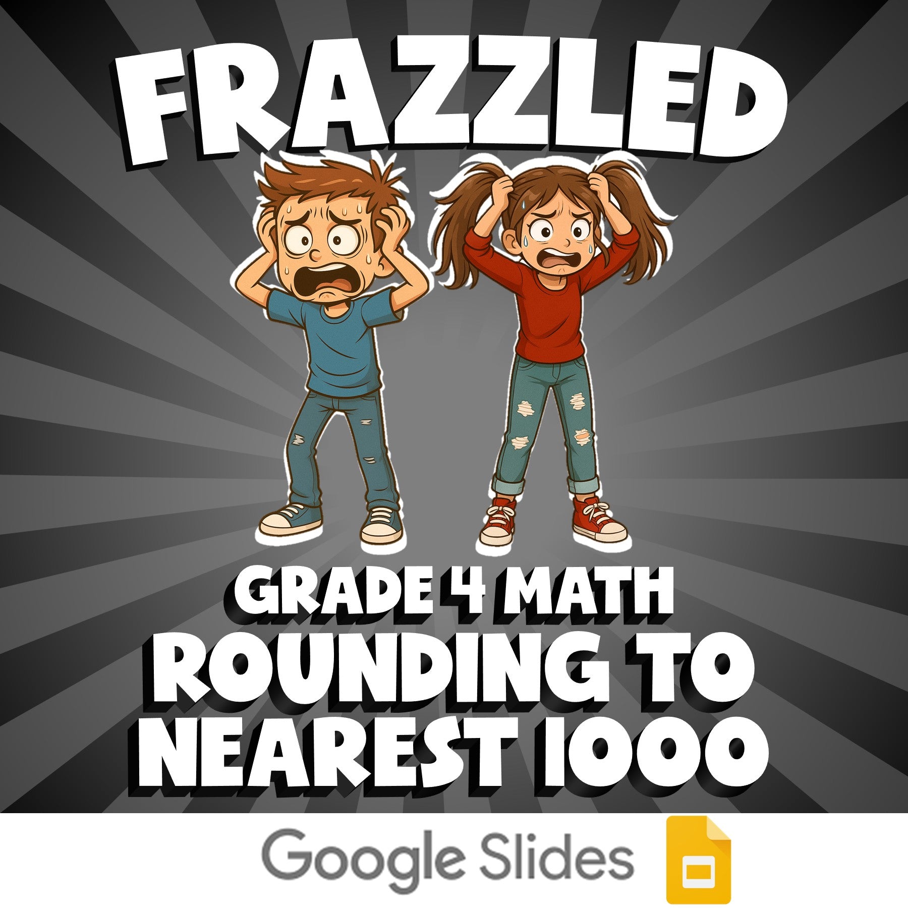 Rounding to Nearest 1000 FRAZZLED Math Game - No Prep Grade 4 Review Activity