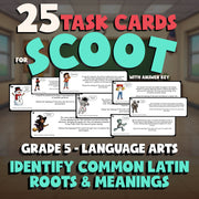 Identify Common Latin Roots & Meanings SCOOT TASK CARDS ELA Game - Grade 5