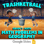 Math Problems in Geography TRASHKETBALL Math Game - No Prep Grade 7 Review