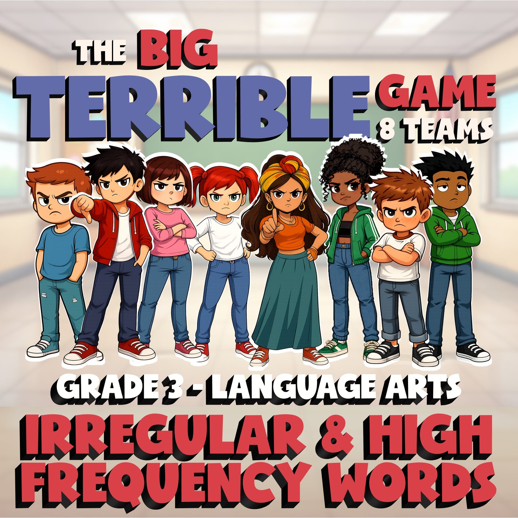 Irregular & High Frequency Words BIG TERRIBLE GAME - No Prep Grade 3 ELA Review