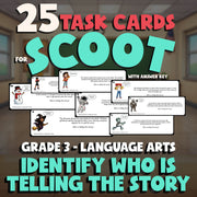Identify Who Is Telling the Story SCOOT TASK CARDS ELA Game - No Prep Grade 3