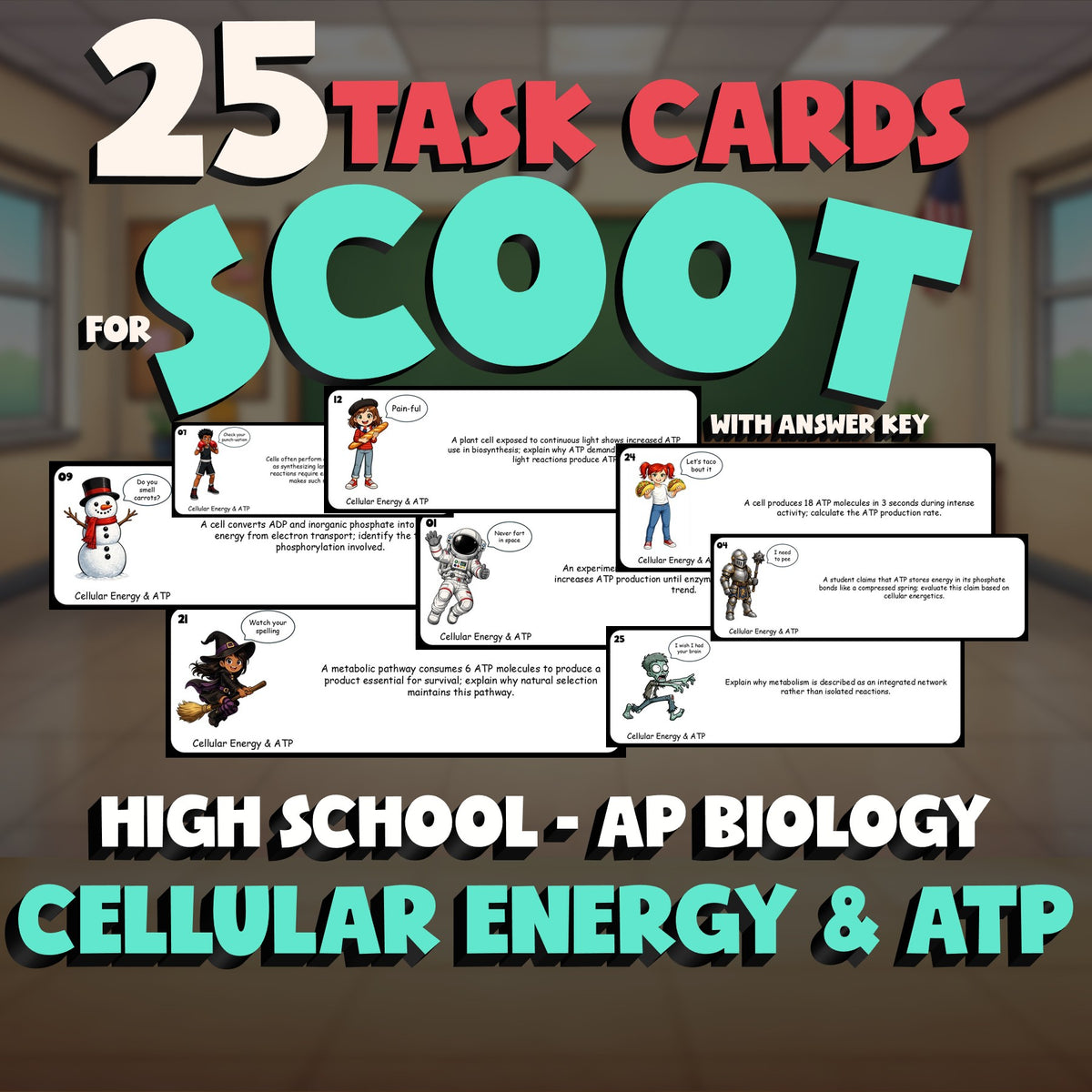 Cellular Energy & ATP SCOOT TASK CARDS Science Game - No Prep AP Biology Review