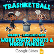 Word Parts, Roots & Word Families TRASHKETBALL ELA Game - No Prep Grade 9 Review