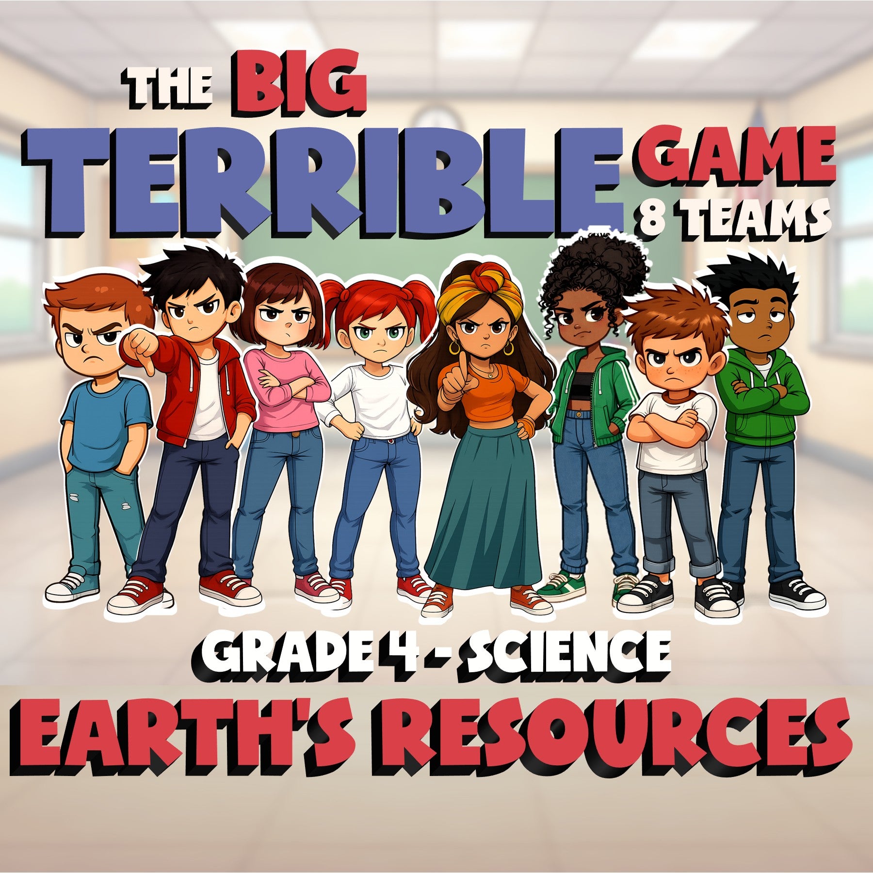 Earth’s Resources BIG TERRIBLE GAME - No Prep Grade 4 Science Review Activity