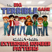 Extending Number Patterns BIG TERRIBLE GAME - No Prep Grade 4 Math Review