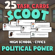 Political Power SCOOT TASK CARDS Civics Game - No Prep Review Activity