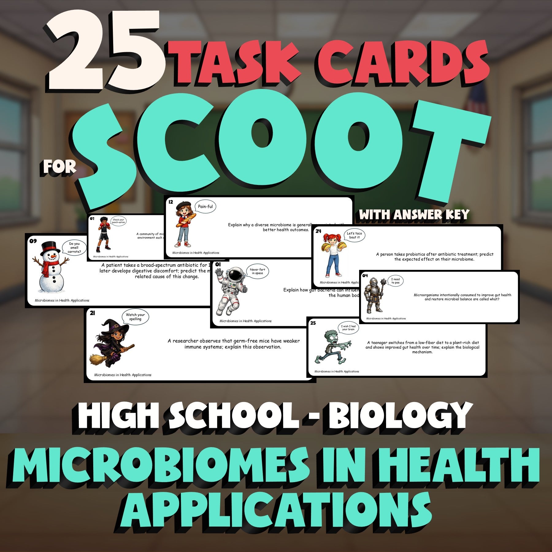Microbiomes in Health Applications SCOOT TASK CARDS Science Game - Biology