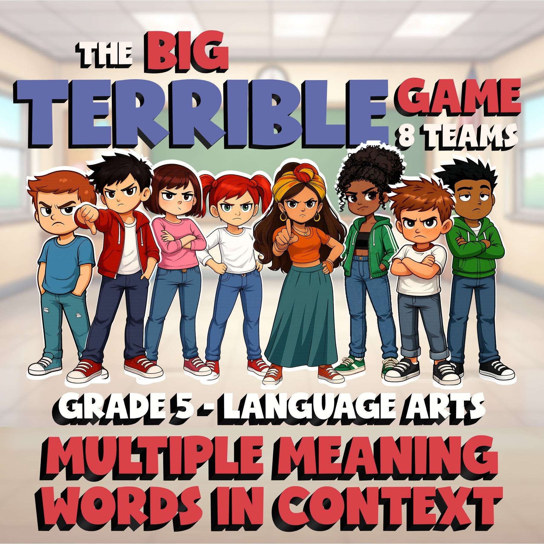 Multiple Meaning Words in Context BIG TERRIBLE GAME - No Prep Grade 5 ELA Review