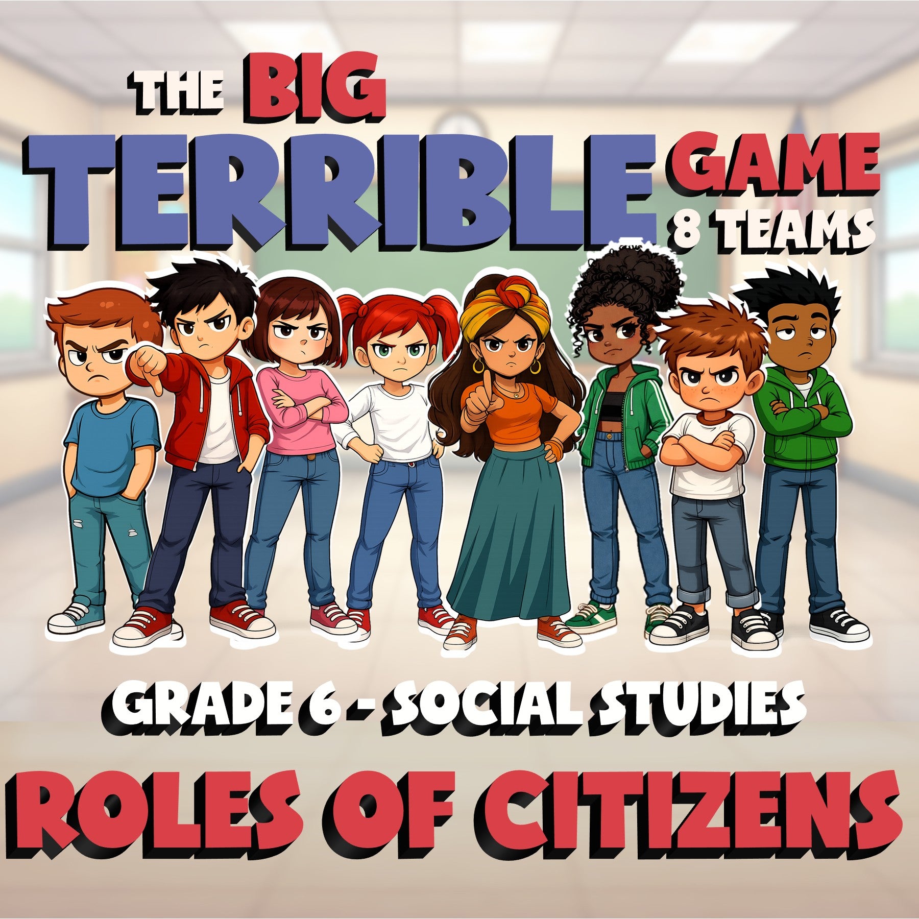Roles of Citizens BIG TERRIBLE GAME - No Prep Grade 6 Socials Review Activity