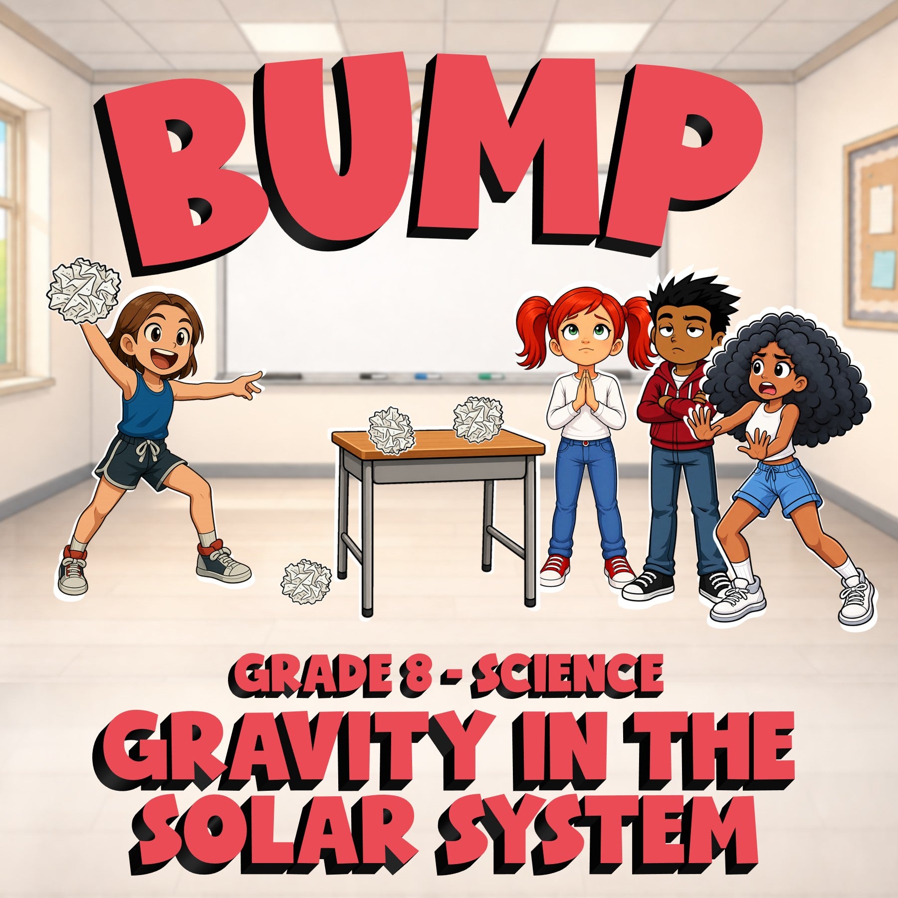 Gravity in the Solar System BUMP Science Game - No Prep Grade 8 Review Activity