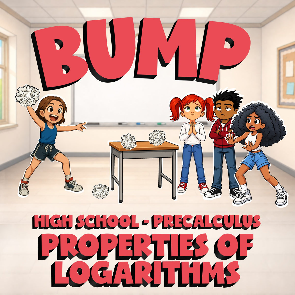 Properties of Logarithms BUMP Math Game - No Prep PreCalculus Review Activity