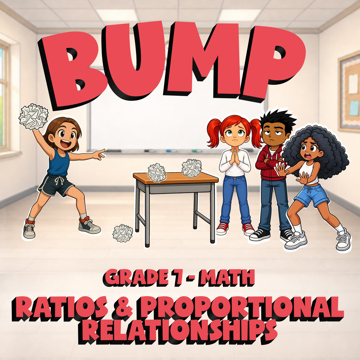 Ratios & Proportional Relationships BUMP Math Game - No Prep Grade 7 Review