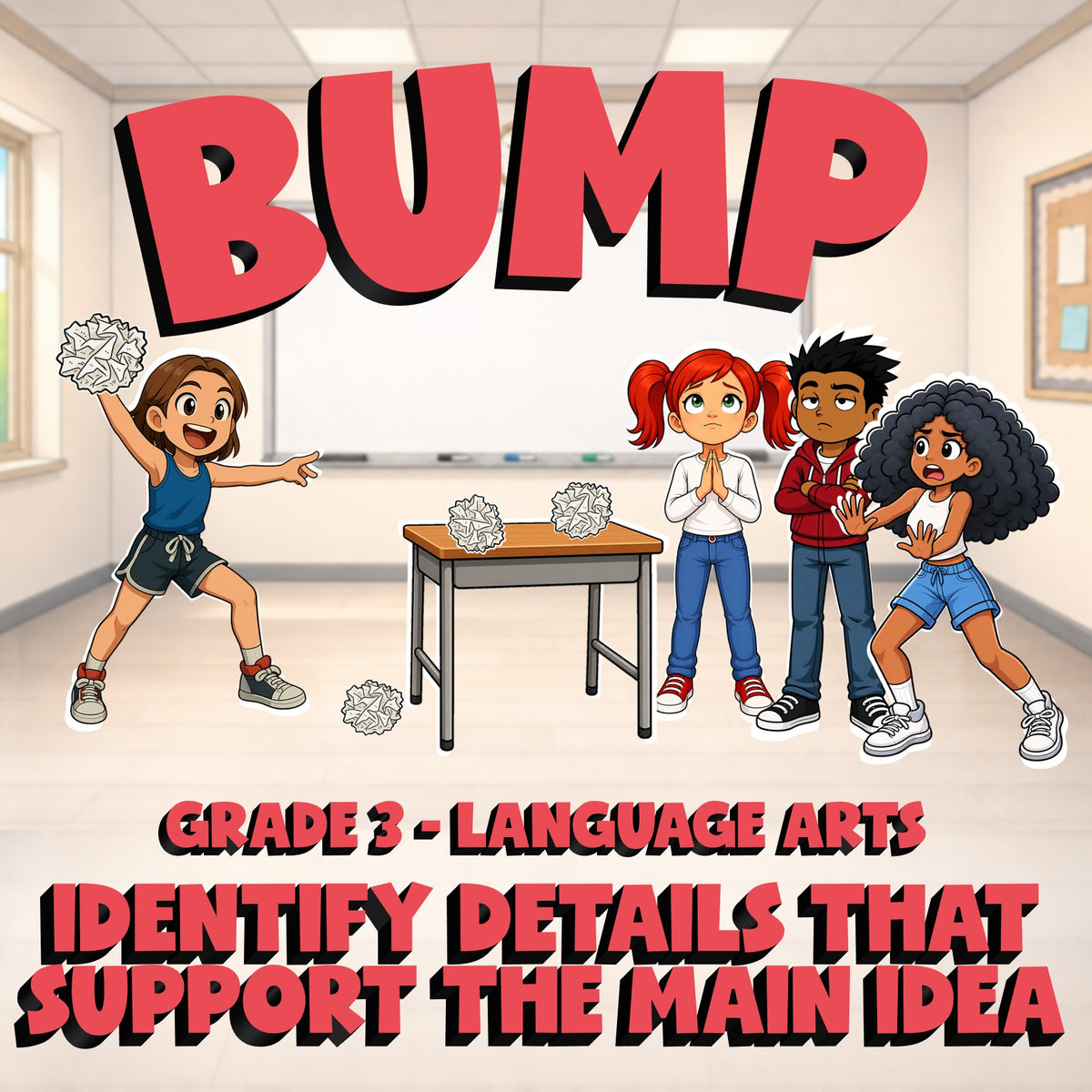Identify Details That Support the Main Idea BUMP ELA Game - No Prep Grade 3