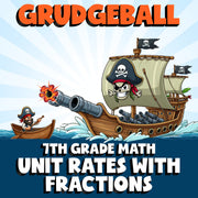 Unit Rates with Fractions GRUDGEBALL Math Game - No Prep Grade 7 Review Activity