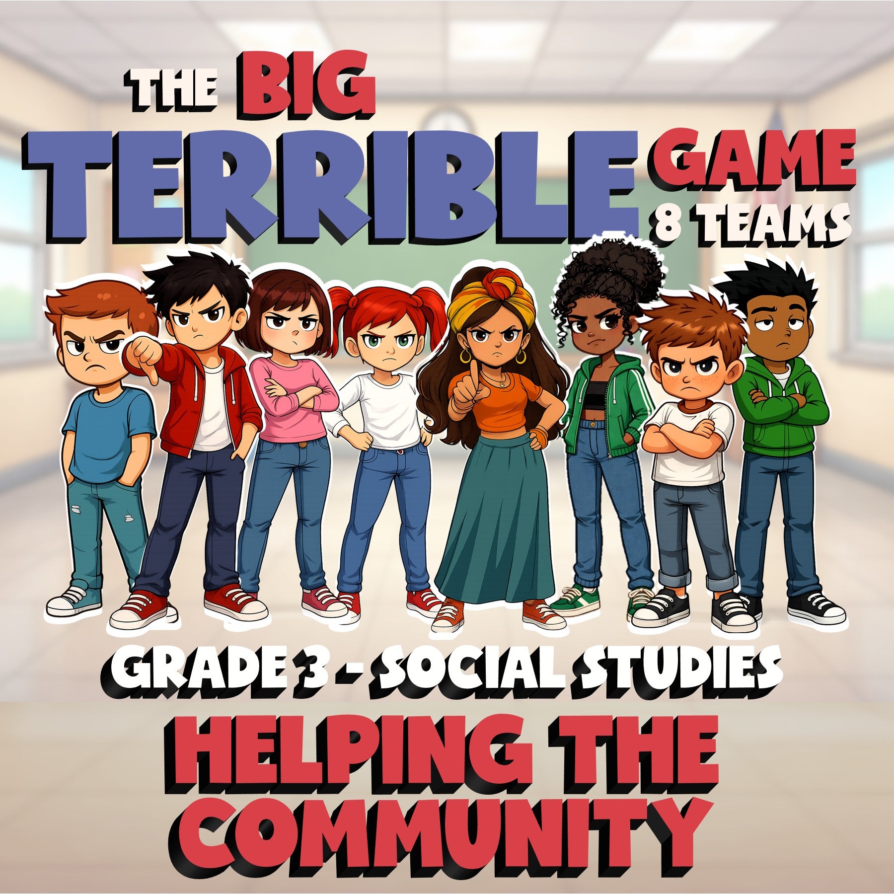 Helping the Community BIG TERRIBLE GAME - No Prep Grade 3 Socials Review