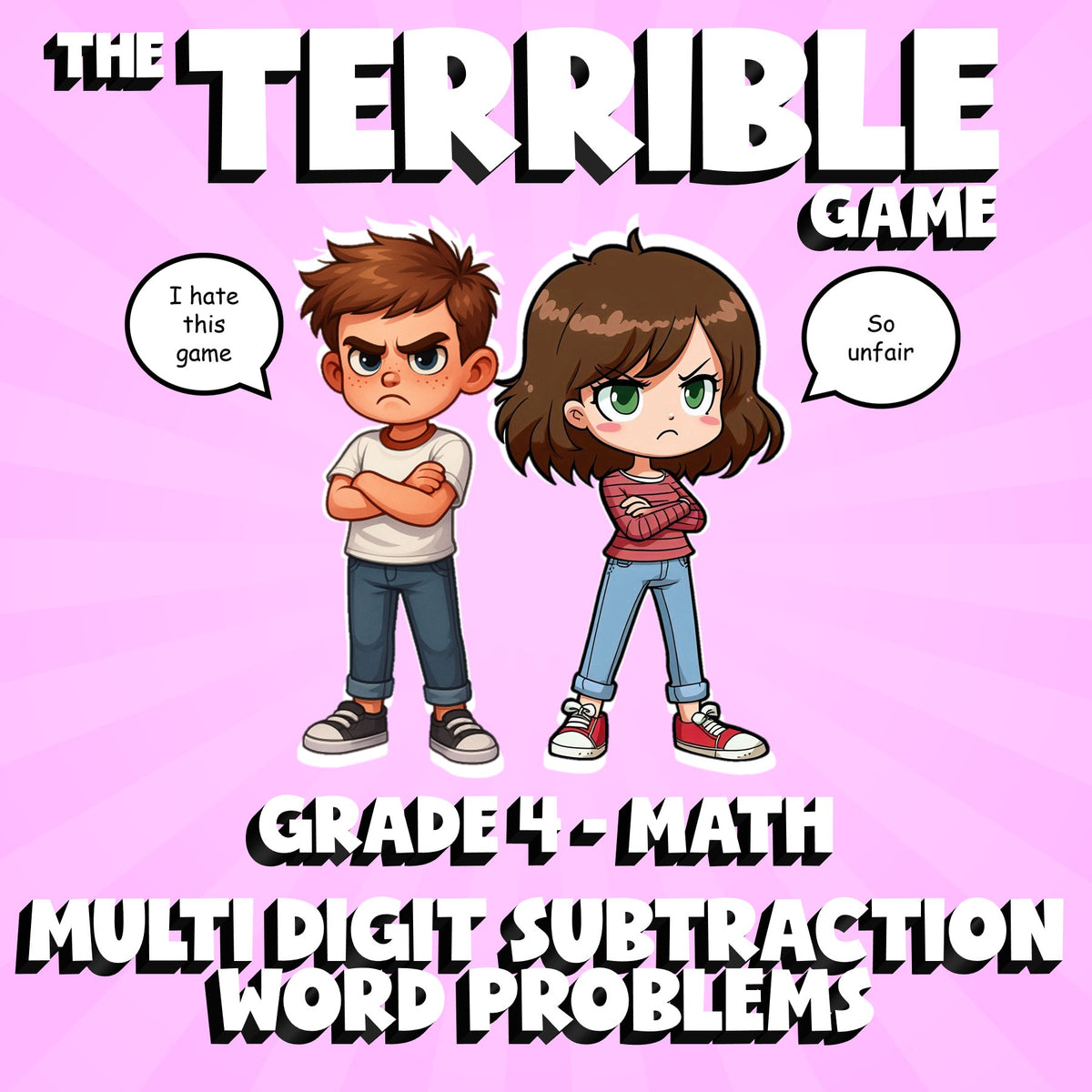 Multi Digit Subtraction Word Problems THE TERRIBLE GAME - Grade 4 Math Review