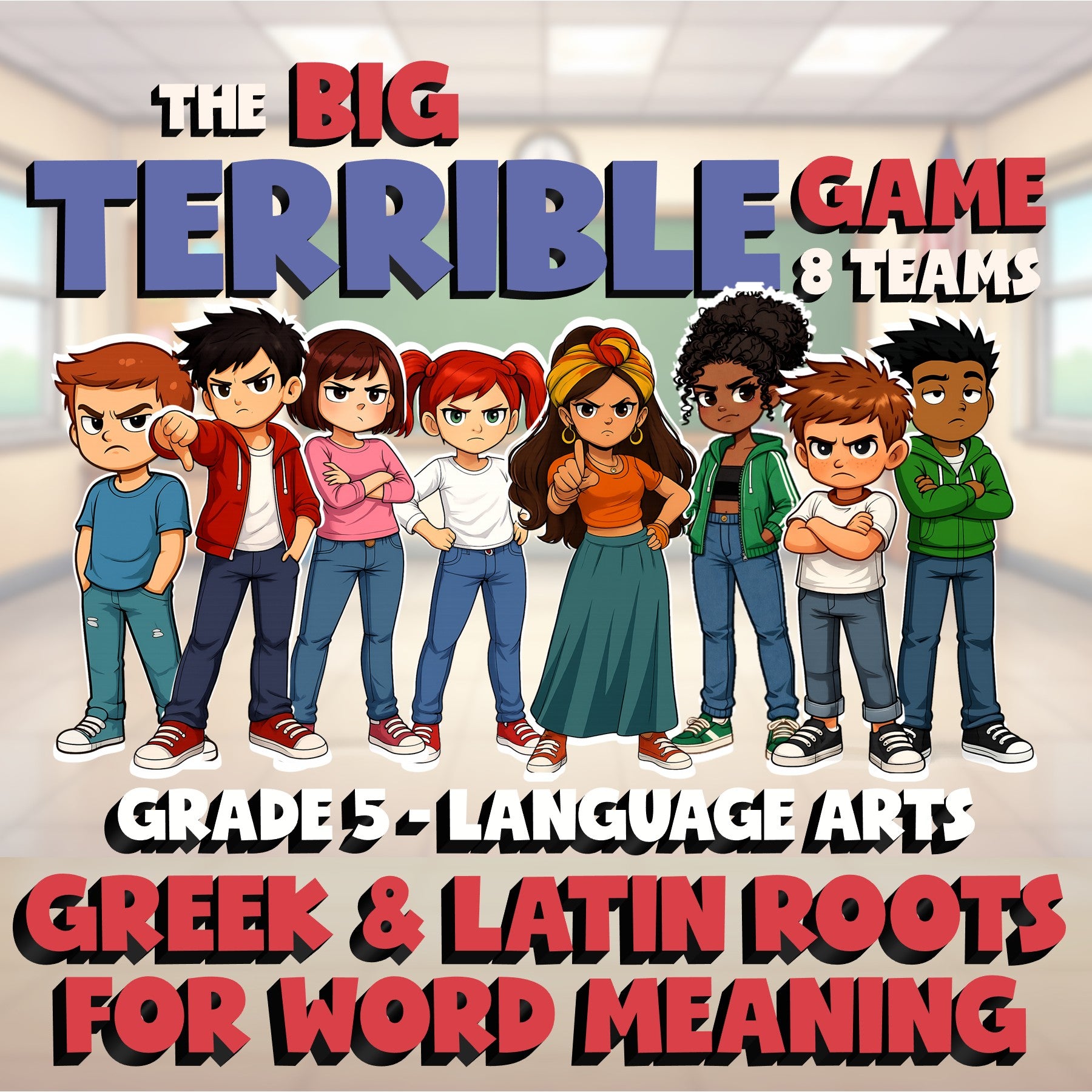 Greek & Latin Roots for Word Meaning BIG TERRIBLE GAME - Grade 5 ELA Review
