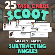 Subtracting Angles SCOOT TASK CARDS Math Game - No Prep Grade 4 Review Activity