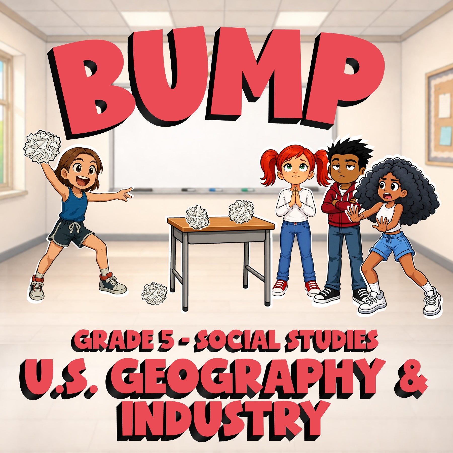 U.S. Geography & Industry BUMP Socials Game - No Prep Grade 5 Review Activity
