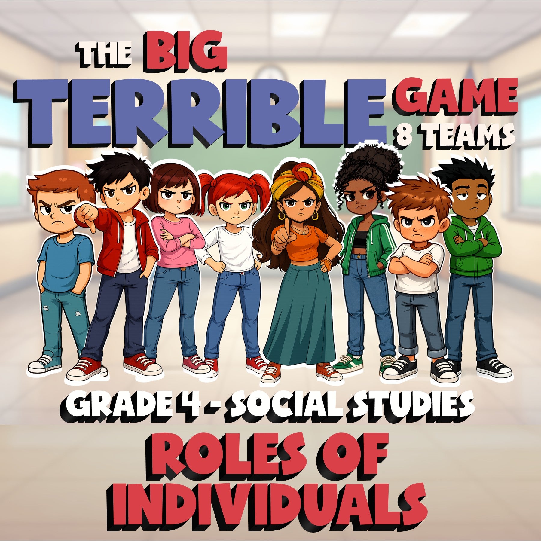 Roles of Individuals BIG TERRIBLE GAME - No Prep Grade 4 Socials Review Activity