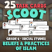 Beliefs & Practices of Islam SCOOT TASK CARDS Socials Game - No Prep Grade 6