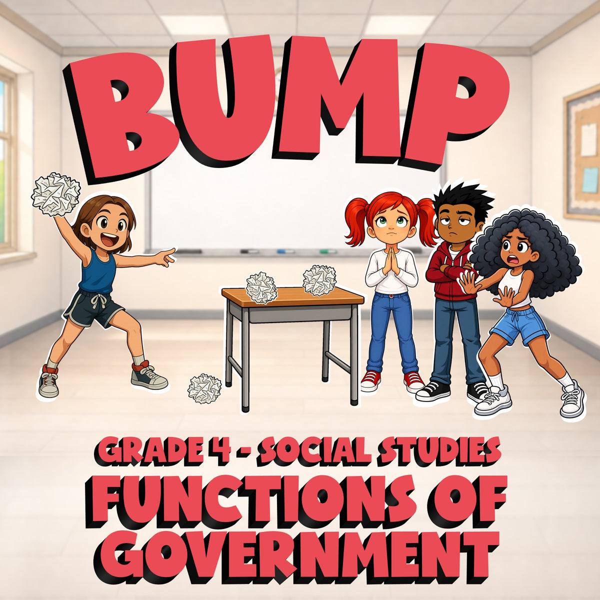 Functions of Government BUMP Socials Game - No Prep Grade 4 Review Activity