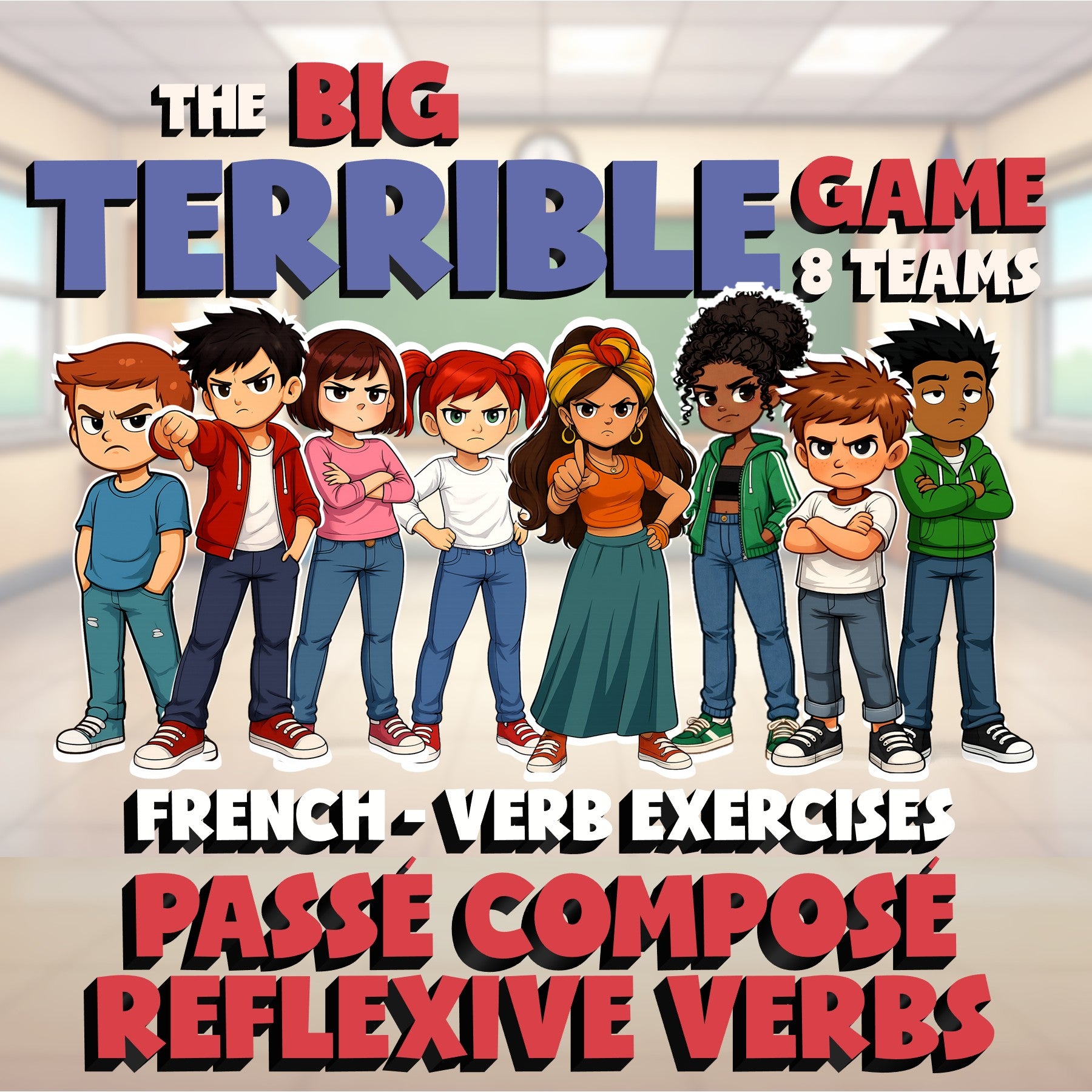 Passé Composé reflexive Verbs BIG TERRIBLE GAME - No Prep French Exercise