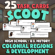 Colonial Regions & Development SCOOT TASK CARDS U.S. History Game - No Prep