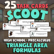 Triangle Area Formulas SCOOT TASK CARDS Math Game - No Prep PreCalculus Review