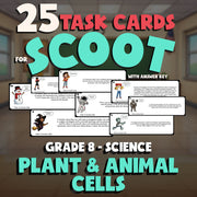 Plant & Animal Cells SCOOT TASK CARDS Science Game - No Prep Grade 8 Review