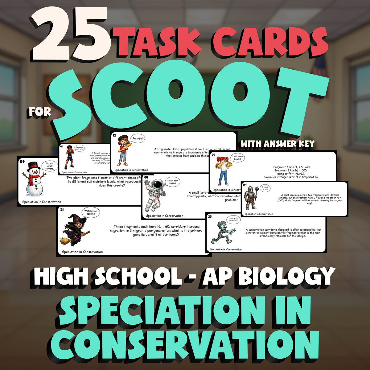 Speciation in Conservation SCOOT TASK CARDS Science Game - No Prep AP Biology