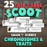 Chromosomes & Traits SCOOT TASK CARDS Science Game - No Prep Grade 7 Review