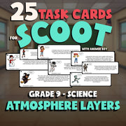 Atmosphere Layers SCOOT TASK CARDS Science Game - No Prep Grade 9 Review