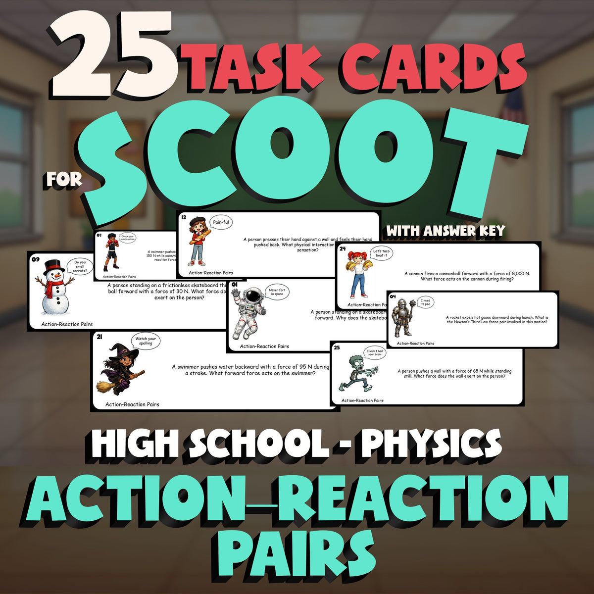 Action–Reaction Pairs SCOOT TASK CARDS Science Game - No Prep Physics Review