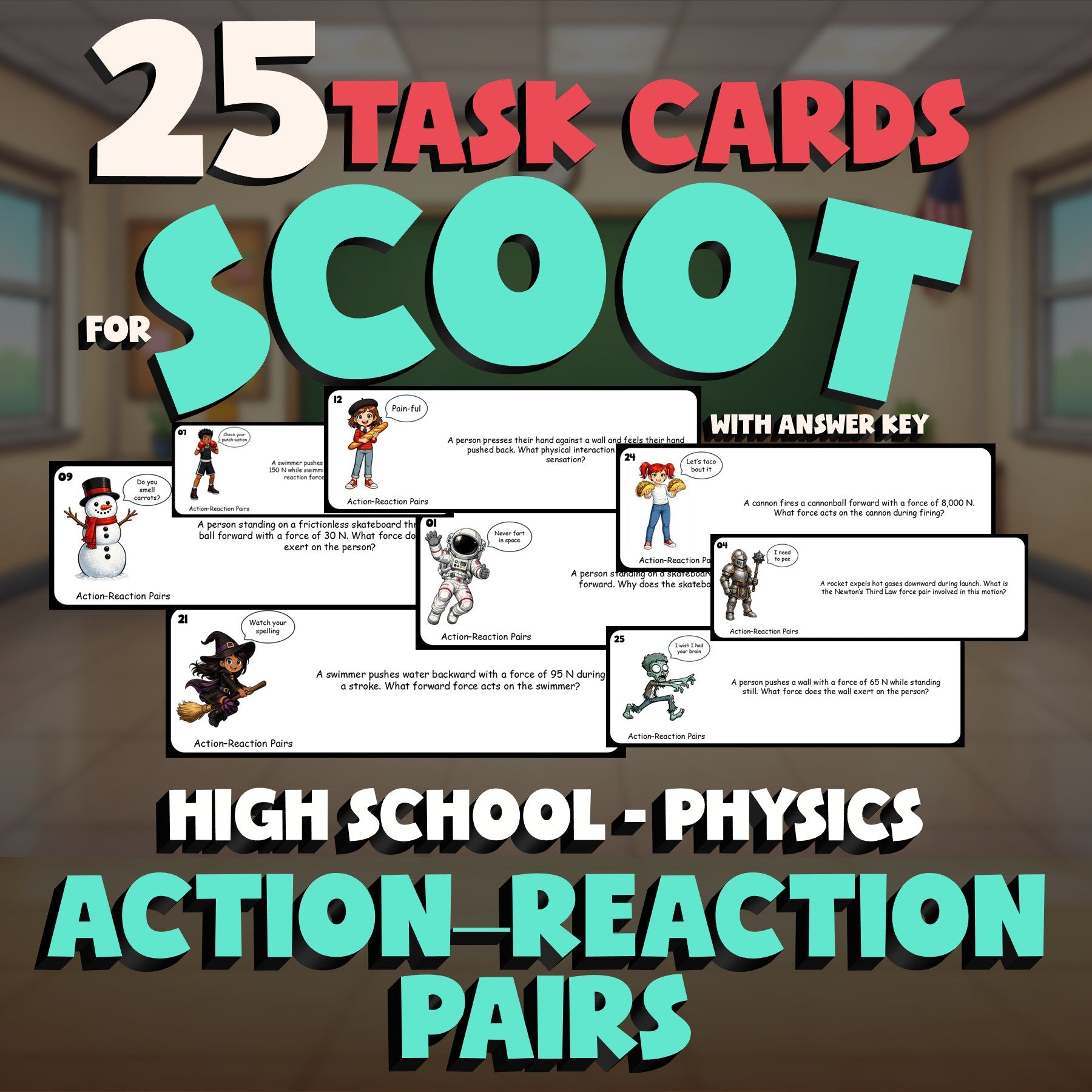 Action–Reaction Pairs SCOOT TASK CARDS Science Game - No Prep Physics Review