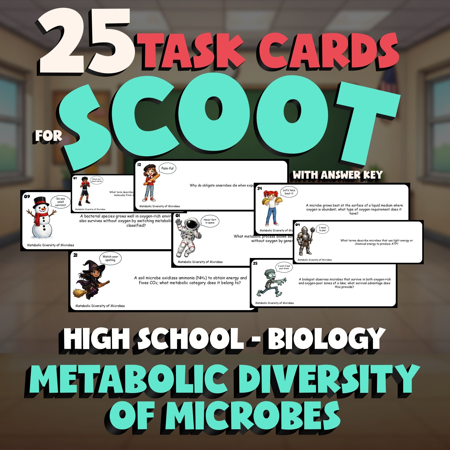 Metabolic Diversity of Microbes SCOOT TASK CARDS Science Game - No Prep Biology