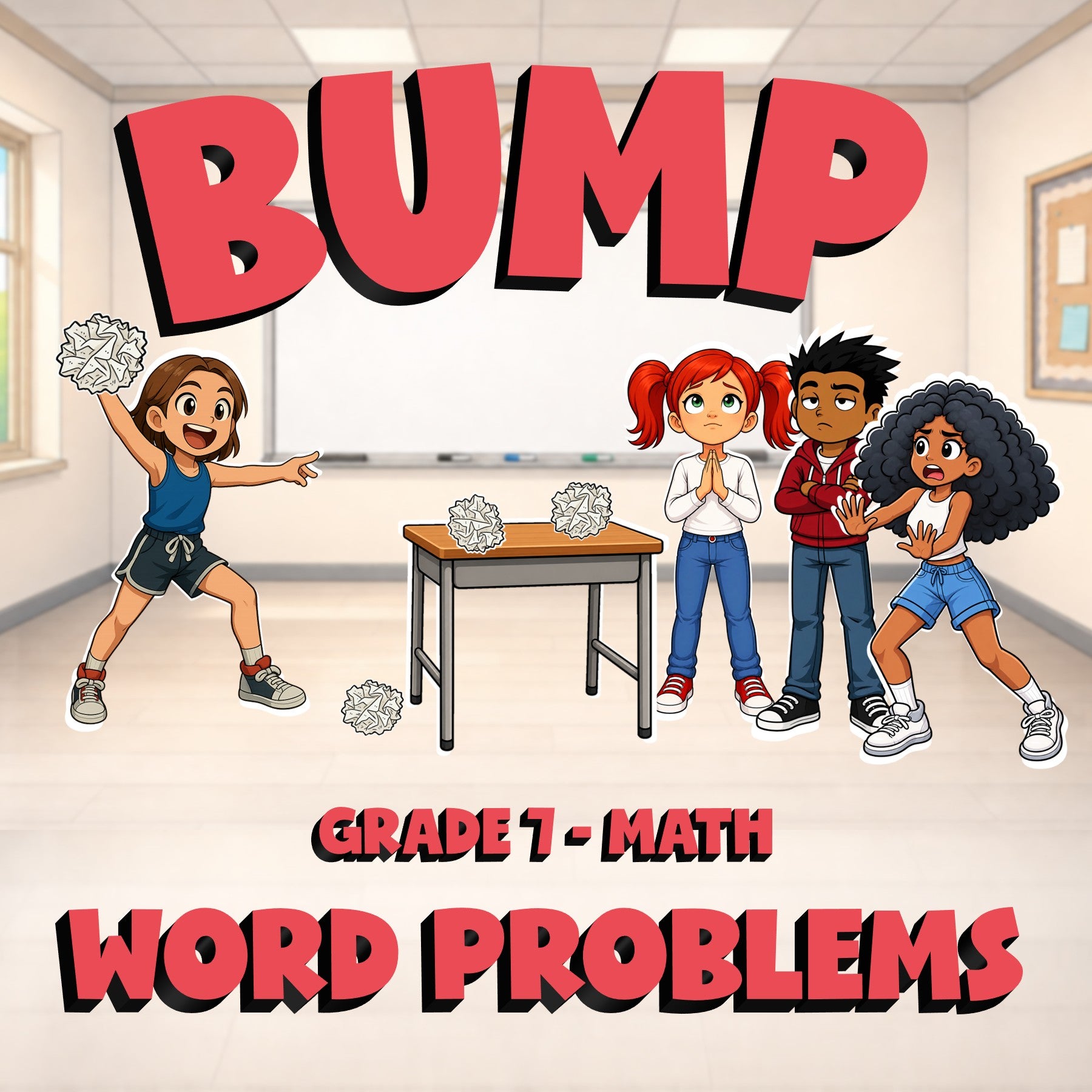 Word Problems BUMP Math Game - No Prep Grade 7 Review Activity