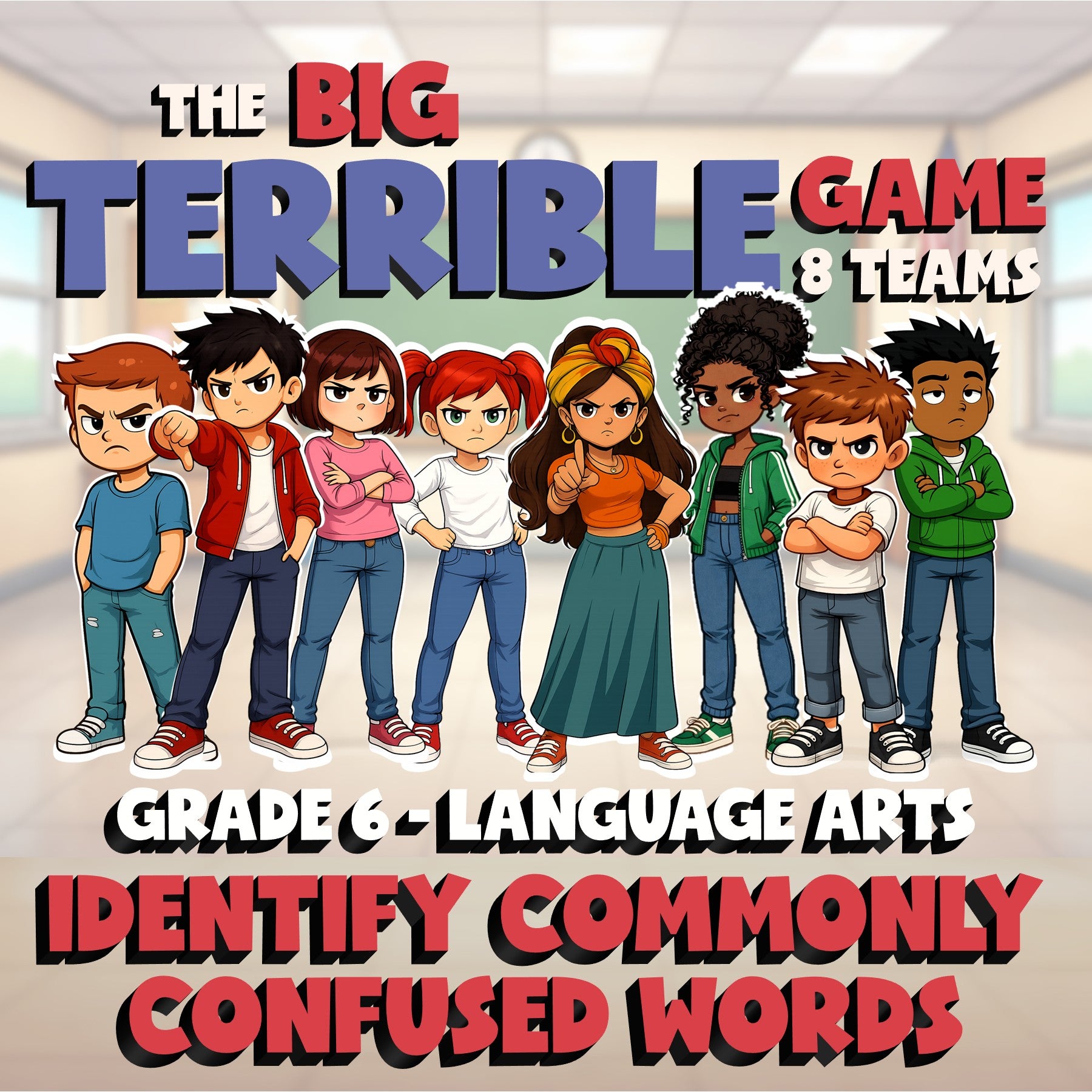Identify Commonly Confused Words BIG TERRIBLE GAME - No Prep Grade 6 ELA Review