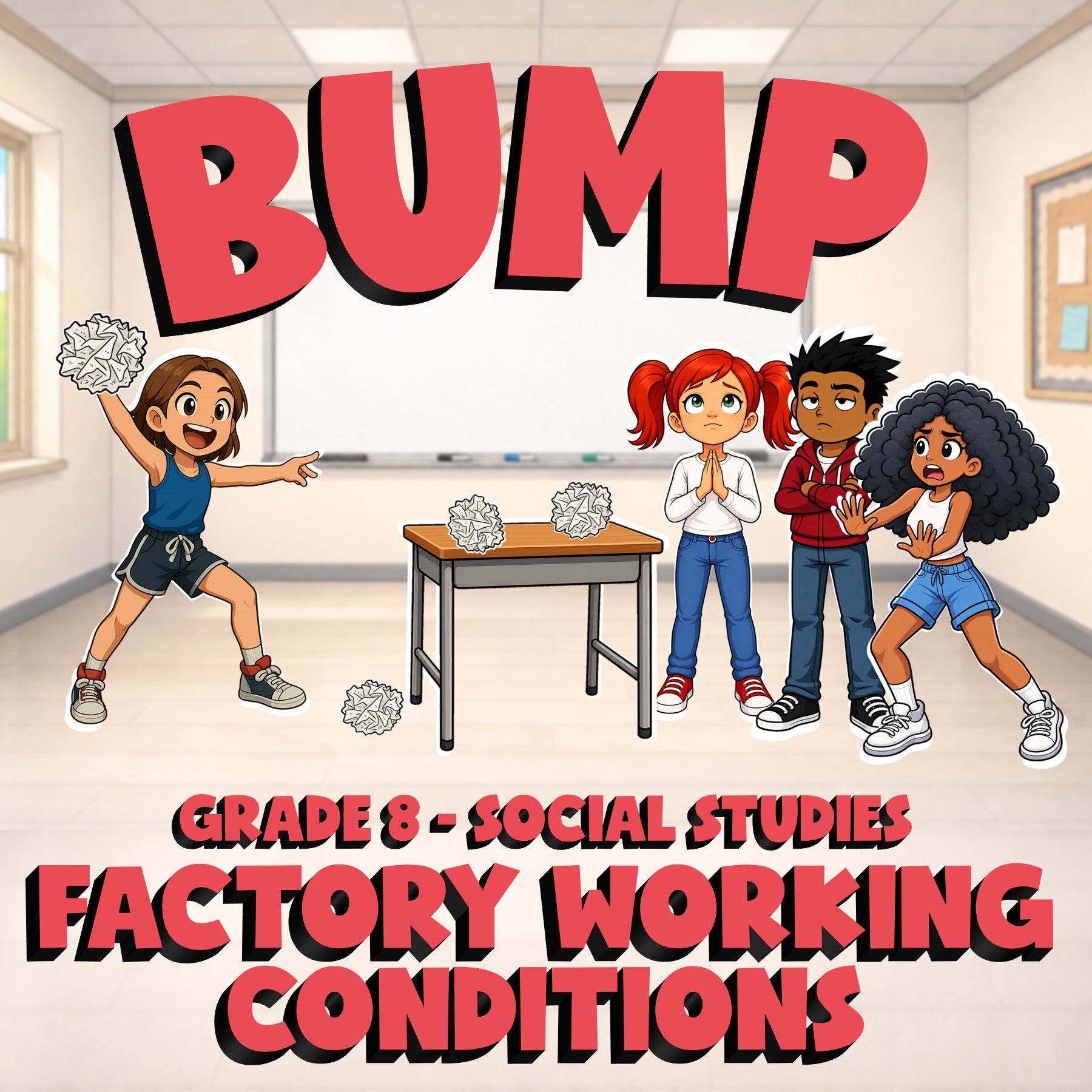 Factory Working Conditions BUMP Socials Game - No Prep Grade 8 Review Activity