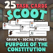 Purpose of the Constitution SCOOT TASK CARDS Socials Game - No Prep Grade 4