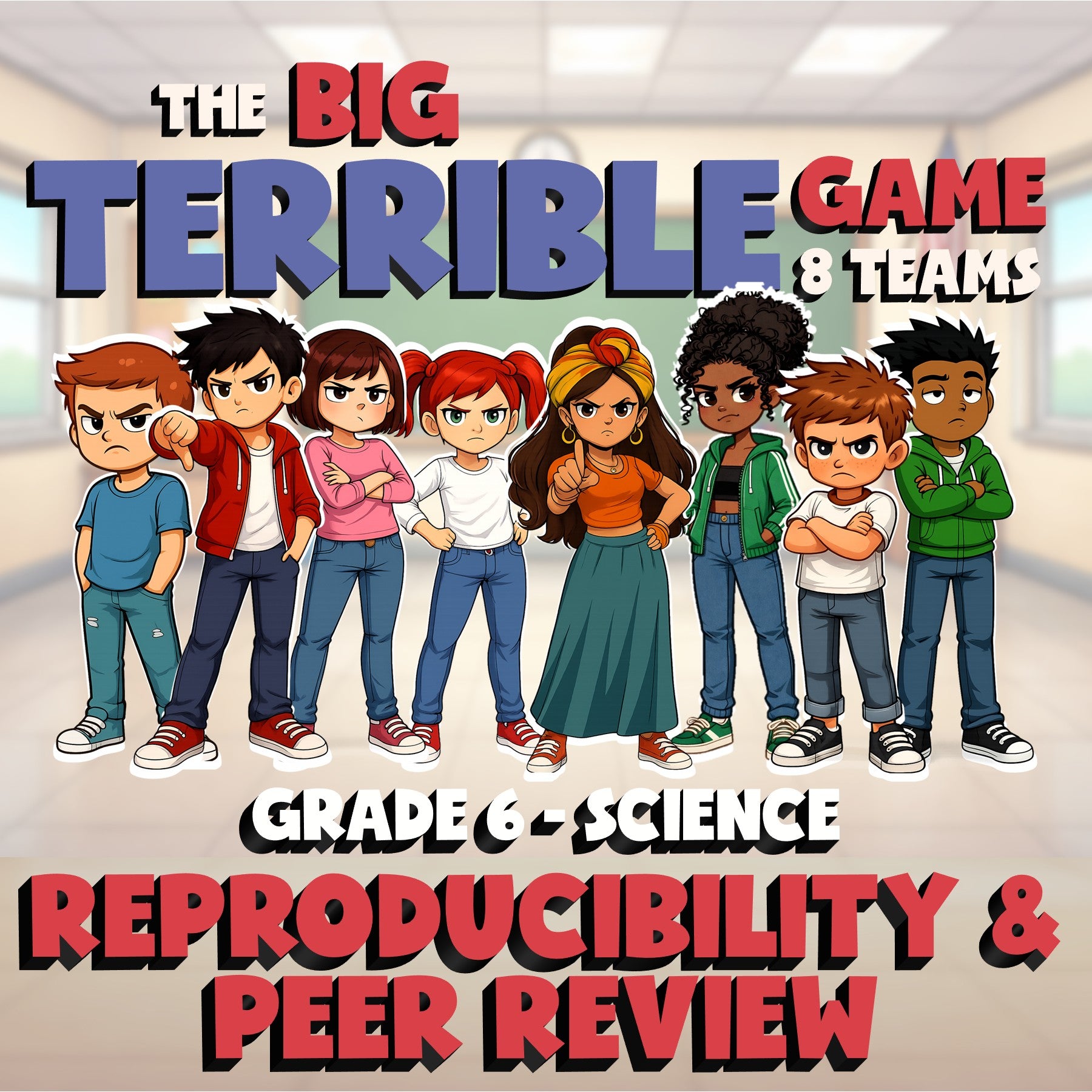 Reproducibility & Peer Review BIG TERRIBLE GAME - No Prep Grade 6 Science Review