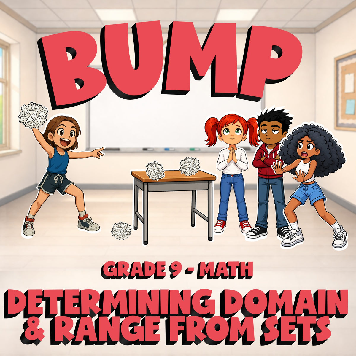 Determining Domain & Range from Sets BUMP Math Game - No Prep Grade 9 Review
