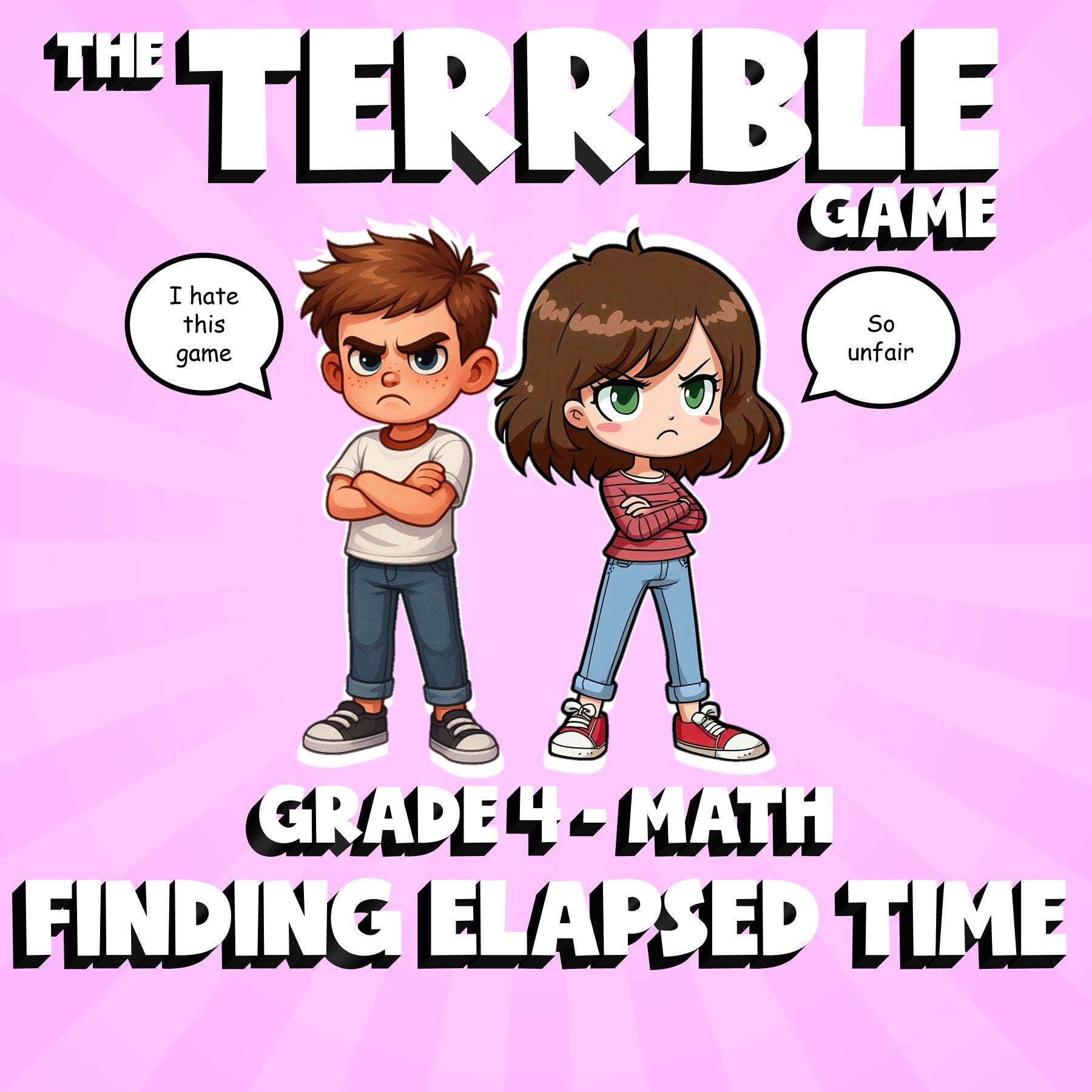 Finding Elapsed Time THE TERRIBLE GAME - No Prep Grade 4 Math Review Activity