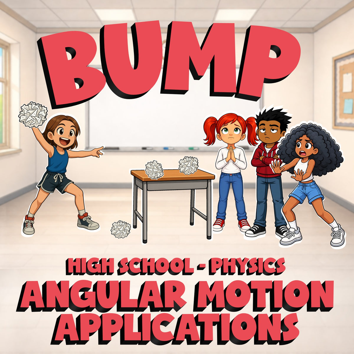 Angular Motion Applications BUMP Science Game - No Prep Physics Review Activity