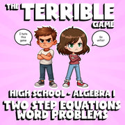 Two Step Equations Word Problems THE TERRIBLE GAME - No Prep Algebra 1 Review