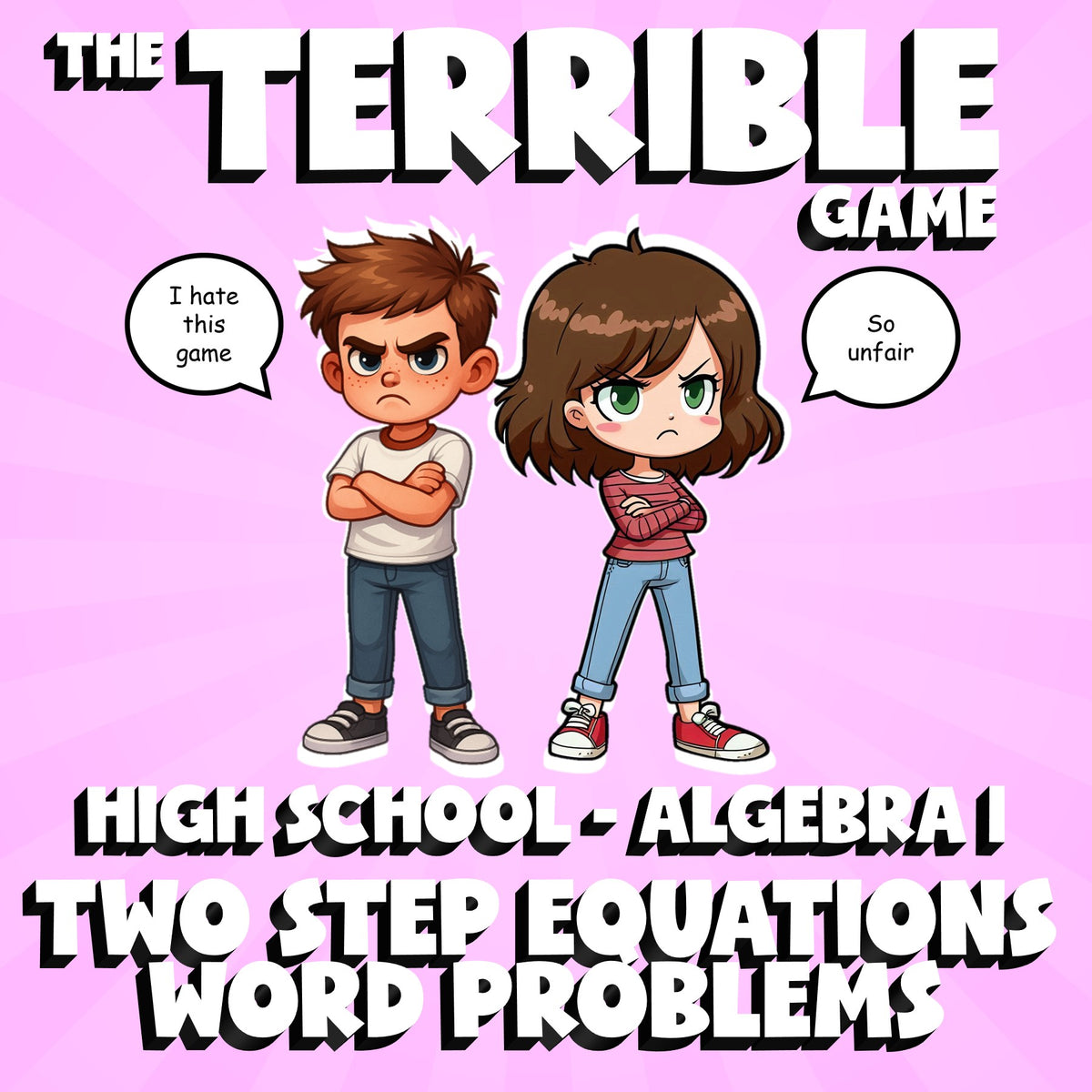 Two Step Equations Word Problems THE TERRIBLE GAME - No Prep Algebra 1 Review