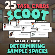 Determining Sample Spaces SCOOT TASK CARDS Math Game - No Prep Grade 7 Review