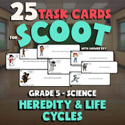 Heredity & Life Cycles SCOOT TASK CARDS Science Game - No Prep Grade 5 Review